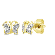 Load image into Gallery viewer, 10K Gold Earring/White gold earring/Yellow gold earring/Rose gold earring/white Diamond gold earring/ gold butterfly earring/stud earring
