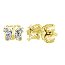 Load image into Gallery viewer, 10K Gold Earring/White gold earring/Yellow gold earring/Rose gold earring/white Diamond gold earring/ gold butterfly earring/stud earring
