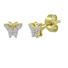 Load image into Gallery viewer, 10K Gold Earring/White gold earring/Yellow gold earring/Rose gold earring/white Diamond gold earring/gold butterfly earring/10k stud earring
