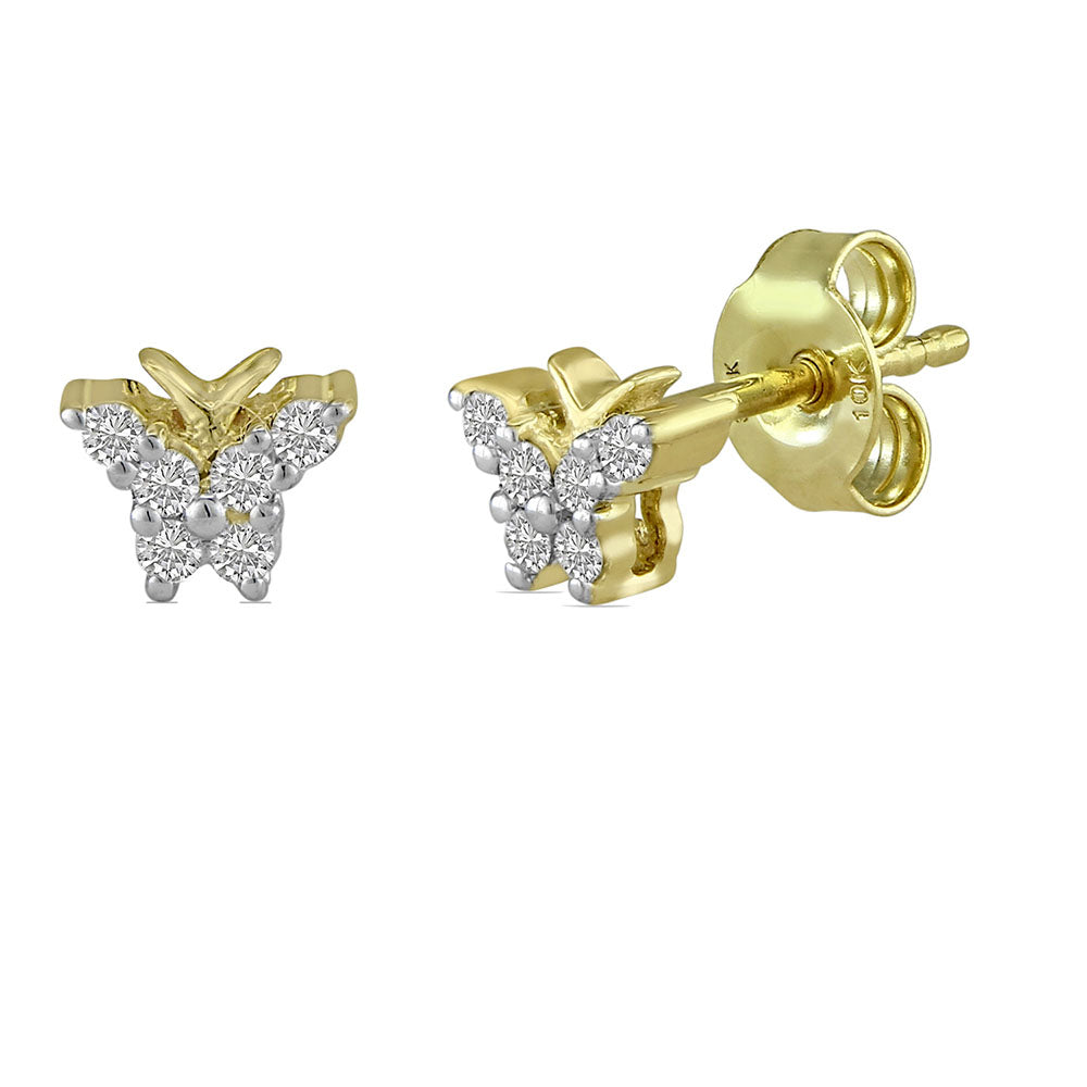 10K Gold Earring/White gold earring/Yellow gold earring/Rose gold earring/white Diamond gold earring/gold butterfly earring/10k stud earring