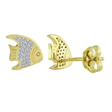 Load image into Gallery viewer, 10K Gold Earring/White gold earring/Yellow gold earring/Rose gold earring/white Diamond gold earring/ gold stud earring/gold fish earring
