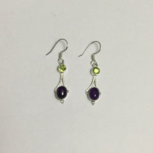 Load image into Gallery viewer, Sterling silver earring,amethyst earring,925 sterling silver earring,silver earring,925 sterling earring,dangling earring,peridot earring

