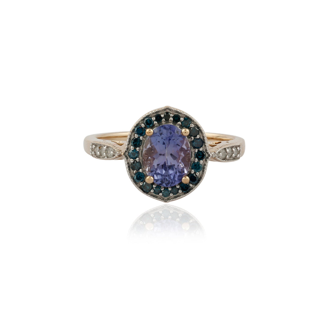 10K Gold ring,blue diamond ring,10k diamond ring,tanzanite ring,10k blue diamond ring,10k ring,10k tanzanite ring