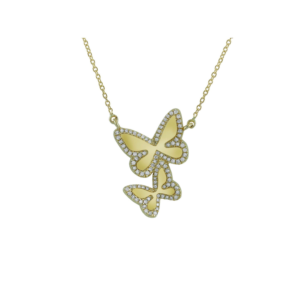 10K Gold necklace,white diamond necklace,10k diamond necklace,butterfly necklace,10k butterfly necklace,diamond butterfly necklace