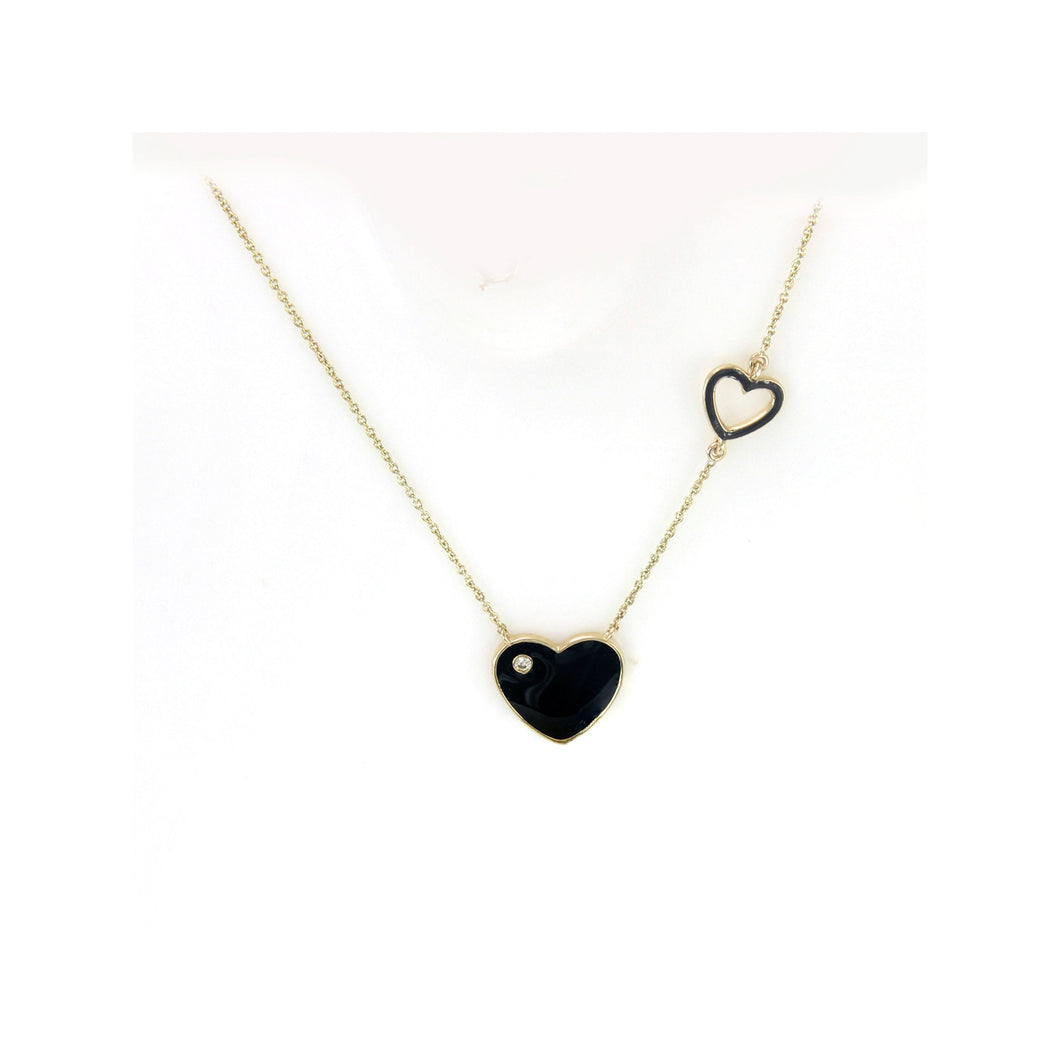 10K Gold necklace,white diamond necklace,10k diamond necklace,heart necklace,10k heart necklace,diamond heart necklace