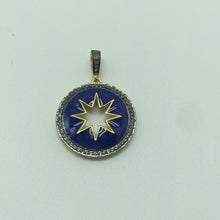 Load image into Gallery viewer, white topaz pava pendant,925 sterling pendant,white topaz charm,enamel star charm, silver charm,white topaz pendant,enamel pendant
