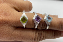 Load image into Gallery viewer, 925 sterling silver ring,925 silver ring,Peridot ring,blue topaz ring,amethyst ring,gem stone ring,semi precious ring
