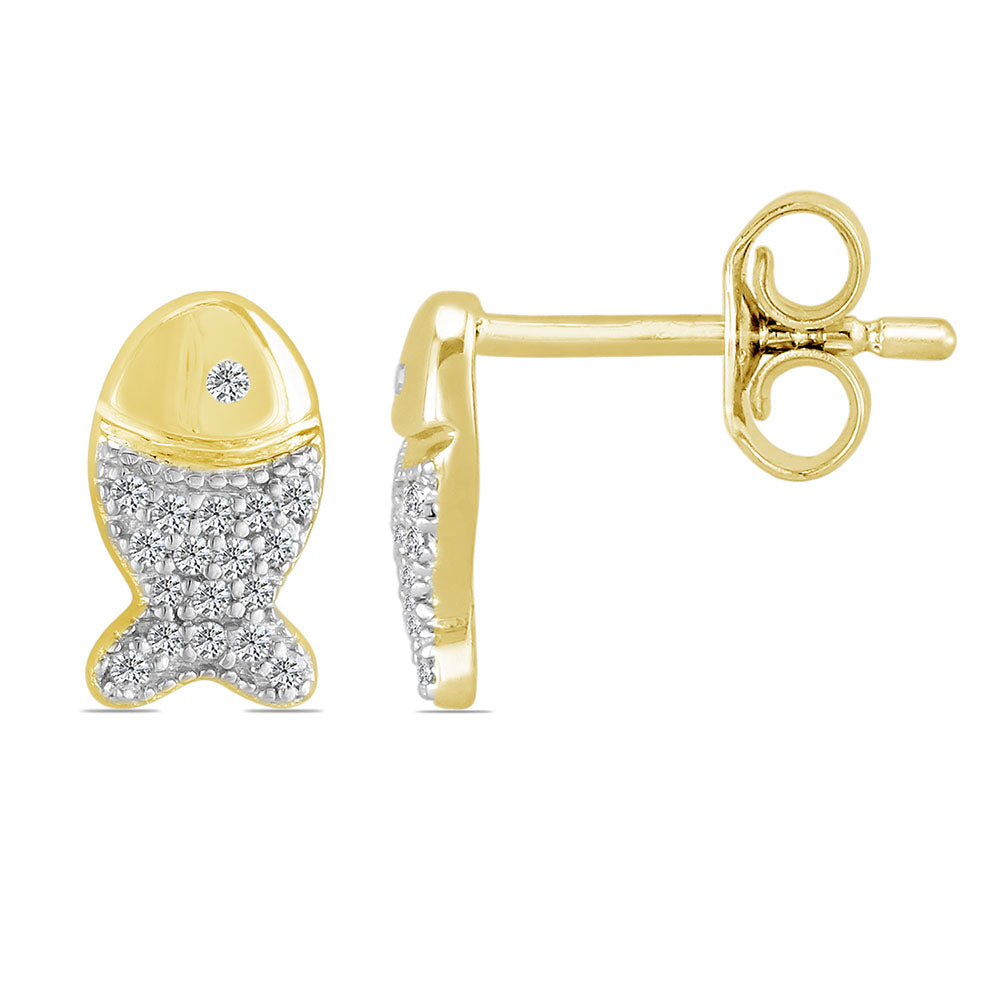 10K Gold Earring/White gold earring/Yellow gold earring/Rose gold earring/white Diamond gold earring/gold fish earring/diamond earring
