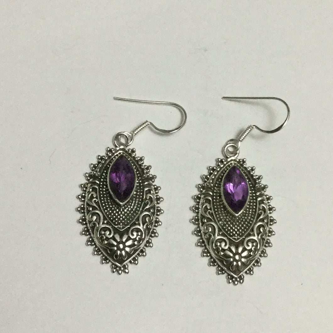 Sterling silver earring,amethyst earring,925 sterling silver earring,silver earring,925 sterling earring,dangling earring