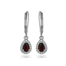 Load image into Gallery viewer, 925 sterling silver earring,925 silver earring,Garnet earring,cubic zercon earring,sterling silver earring,silver earring with garnet
