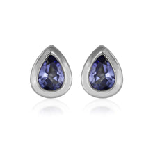 Load image into Gallery viewer, 925 sterling silver earring,925 silver earring,Tanzanite earring,sterling earring,sterling silver earring,silver earring with Tanzanite
