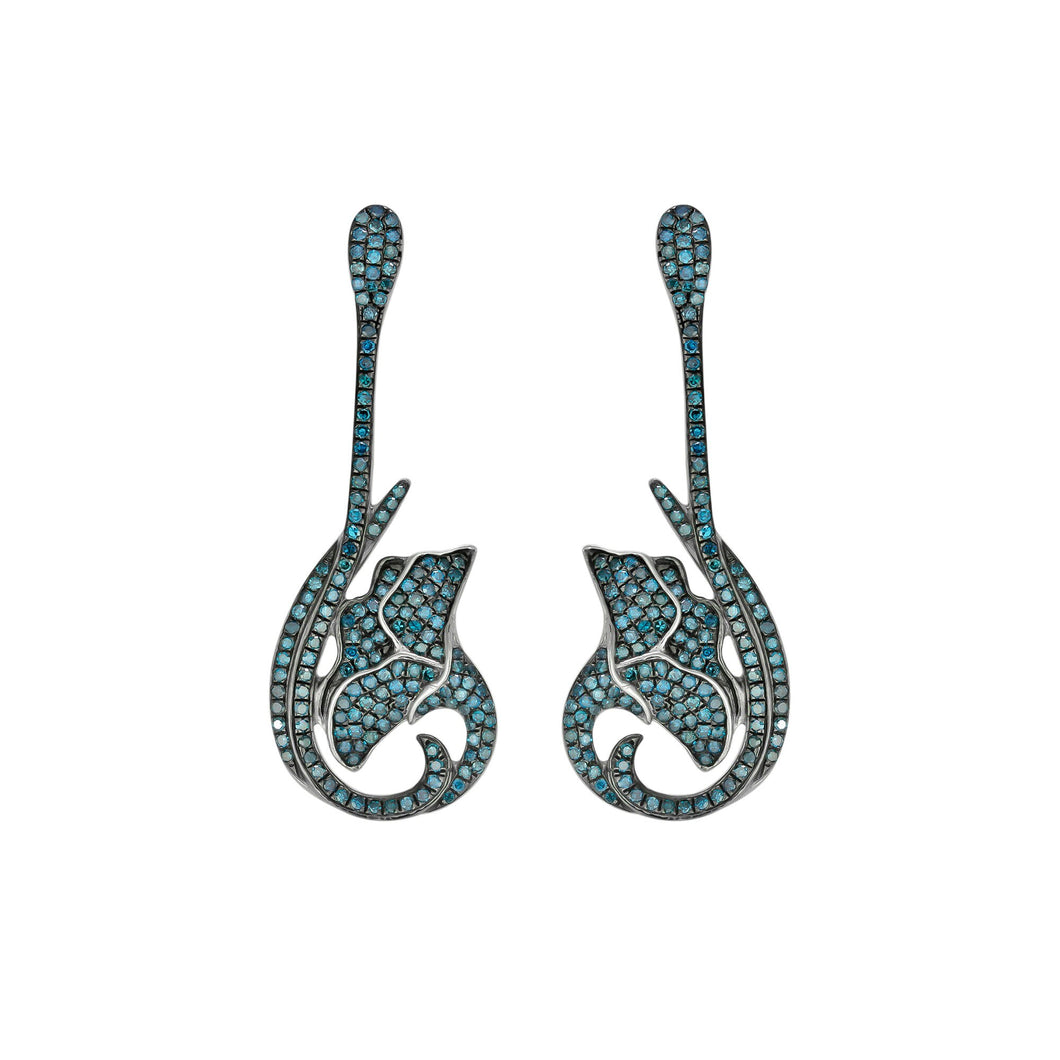 925 sterling silver earring,925 silver earring,diamond earring,sterling silver earring,silver diamond earring,blue diamond earring