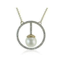 Load image into Gallery viewer, 18K Gold necklace,18k pearl necklace,pearl necklace,diamond necklace,white Diamond gold necklace,18k gold jewellery,gold necklace
