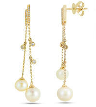 Load image into Gallery viewer, 18K Gold Earring,diamond earring,18k diamond earring,white Diamond earring,18k gold jewellery,gold earring,18k earring,pearl earring
