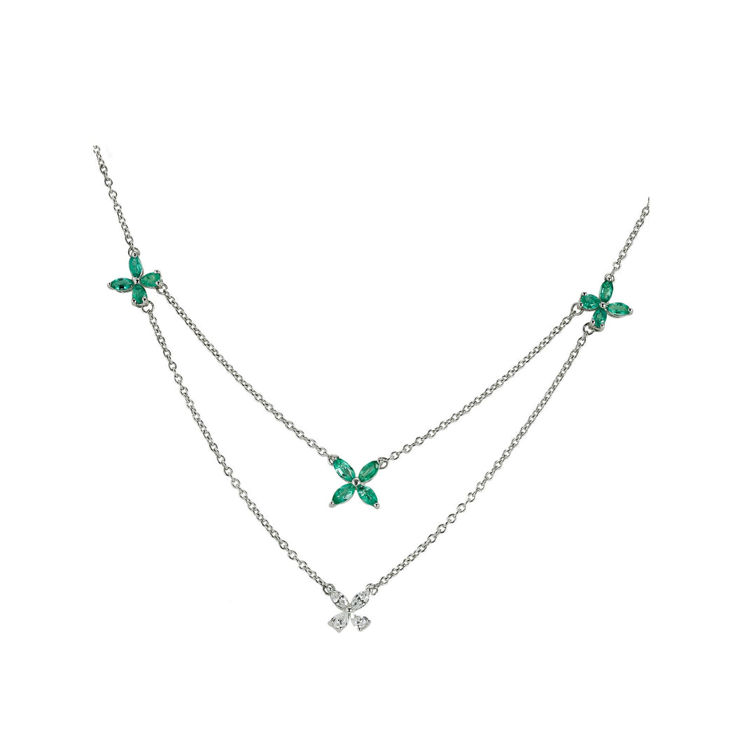 18K Gold necklace,18k emerald necklace,emerald necklace,diamond necklace,white,emerald pendant,18k gold jewellery,gold necklace