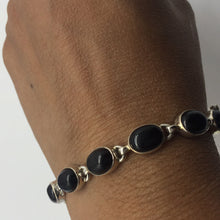 Load image into Gallery viewer, silver bracelet,black onyx bracelet,gem stone bracelet,black onyx bracelet,925 silver bracelet,sterling bracelet with gem stone
