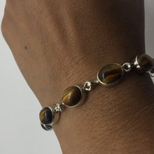 Load image into Gallery viewer, silver bracelet,tiger eye bracelet,gem stone bracelet,925 silver bracelet,sterling bracelet with gem stone

