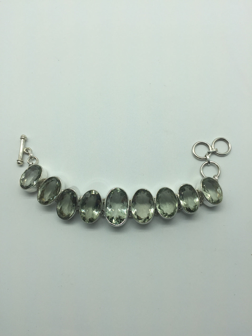 silver bracelet,green amethyst bracelet,gem stone bracelet,925 silver bracelet,cut stone bracelet