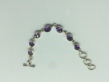 Load image into Gallery viewer, silver bracelet amethyst bracelet,gem stone bracelet,925 silver bracelet,cut stone bracelet
