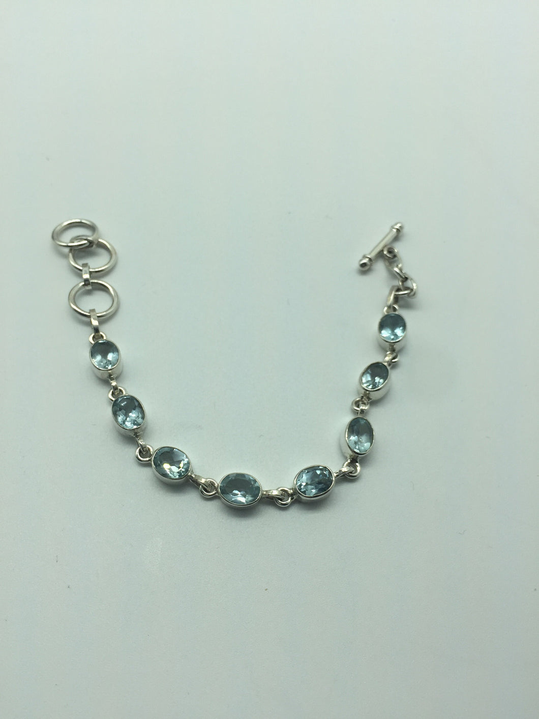silver bracelet,blue topaz bracelet,gem stone bracelet,925 silver bracelet,cut stone bracelet