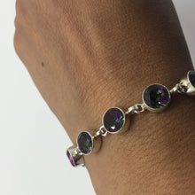 Load image into Gallery viewer, silver bracelet,mystic bracelet,mystic topaz bracelet,gem stone bracelet,925 silver bracelet,cut stone bracelet
