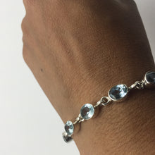 Load image into Gallery viewer, silver bracelet,blue topaz bracelet,gem stone bracelet,925 silver bracelet,cut stone bracelet
