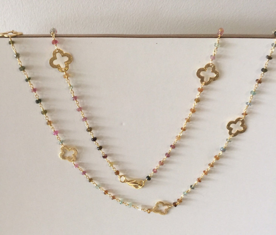 stone beads necklace,bead necklace,tourmaline necklace,silver necklace, sterling silver necklace ,cut stone necklace,multi colour necklace
