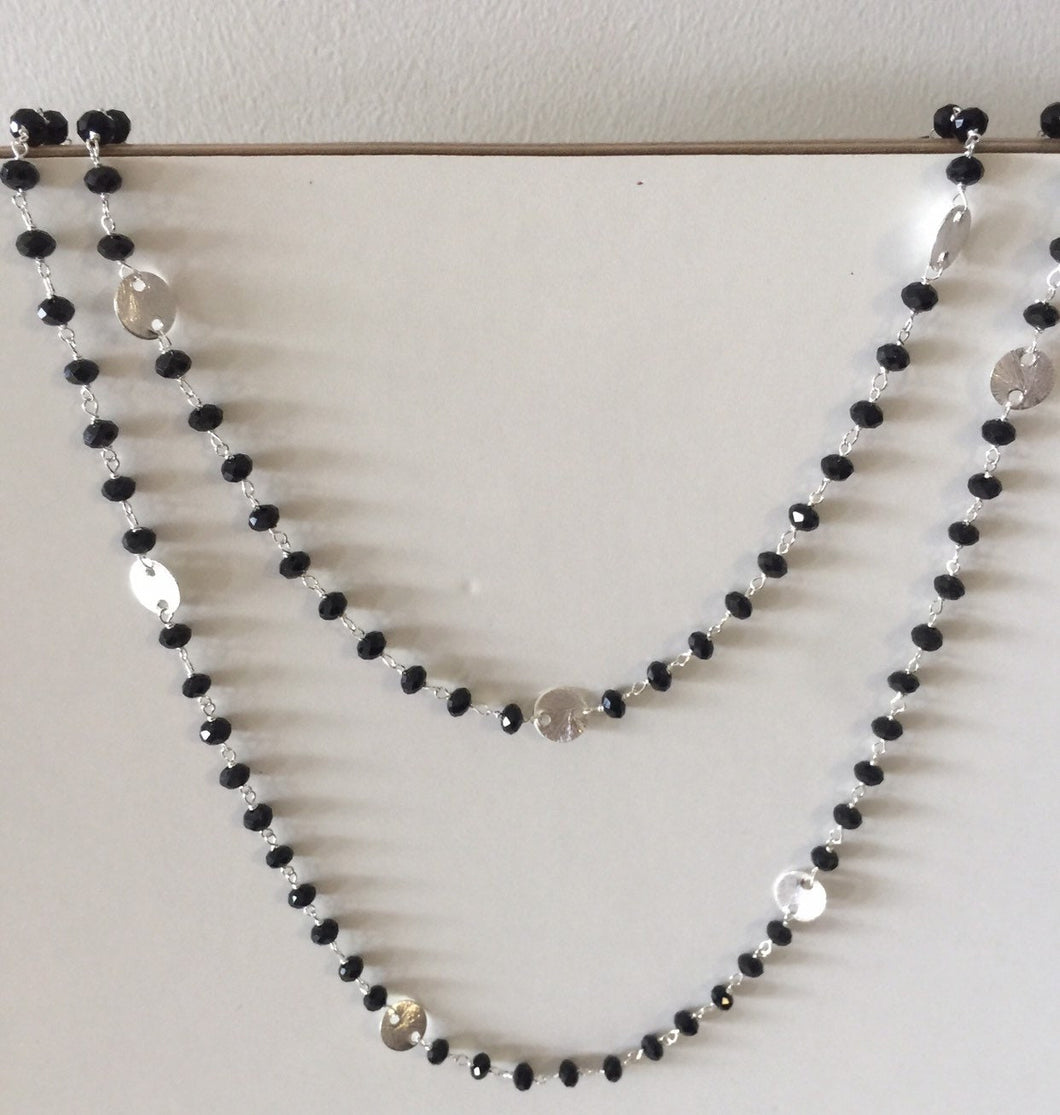stone beads necklace,bead necklace,black bead necklace,silver necklace,black onyx necklace,onyx necklace