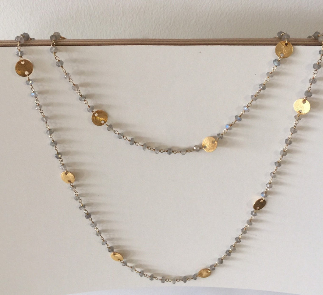 stone beads necklace,bead necklace,labdrorite necklace,silver necklace, sterling silver necklace ,cut stone necklace,lab.necklace