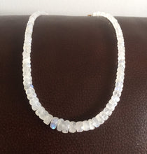 Load image into Gallery viewer, stone beads necklace,moonstone necklace,white moonstone necklace,silver necklace, sterling silver necklace ,cut stone necklace

