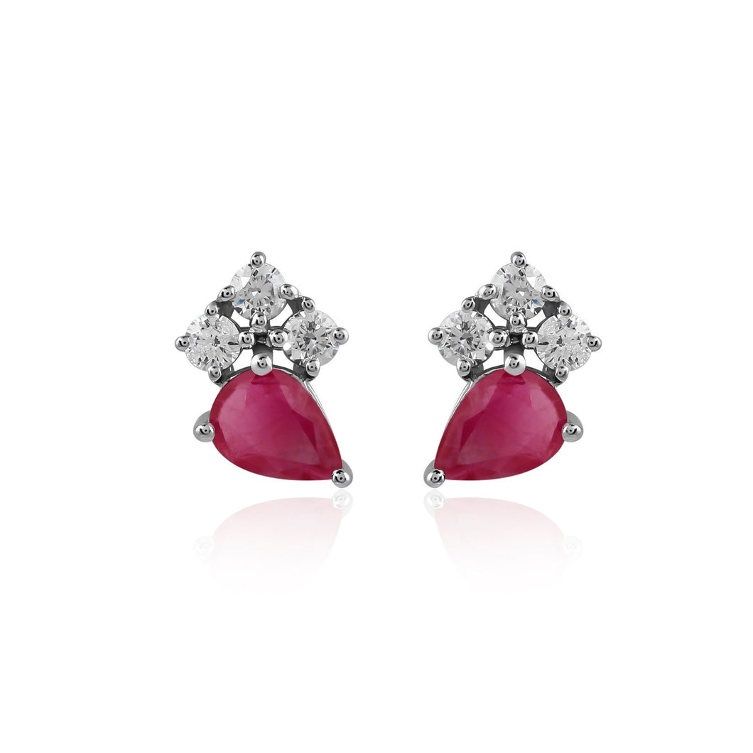 18K Gold Earring,diamond earring,18k diamond earring,white Diamond earring,18k gold jewelery,ruby earring,18k earring,18k ruby earring