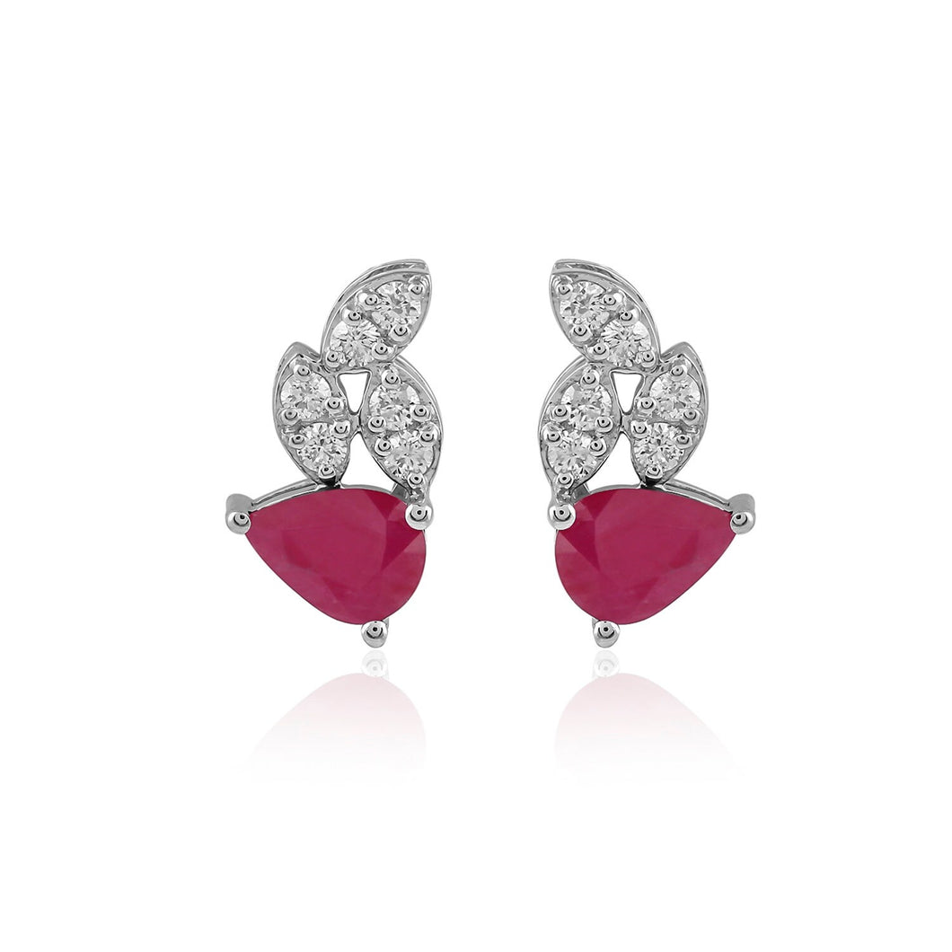 18K Gold Earring,diamond earring,18k diamond earring,white Diamond earring,18k gold jewelery,ruby earring,18k earring,18k ruby earring