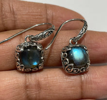 Load image into Gallery viewer, 925 sterling silver earring,925 silver earring,sterling silver earring,Bali earrings,Laborite earring,labrorite Bali earring
