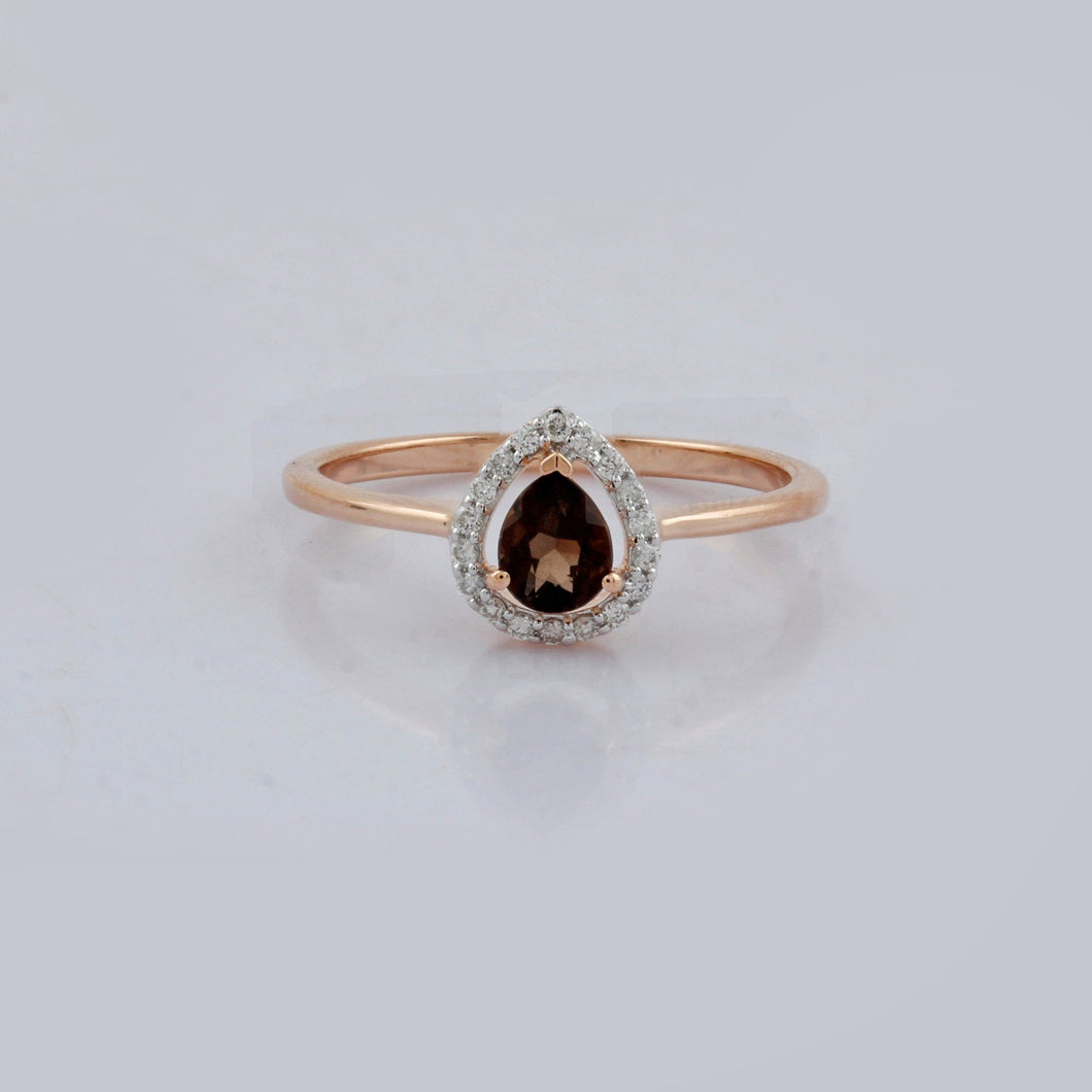 18K Gold ring,smokey topaz ring,Diamond ring ,18K gold ring with smokey,18k smokey ring,gem stone jewellery,gem stone ring,18k diamond ring