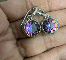 Load image into Gallery viewer, 925 sterling silver earring,925 silver earring,sterling silver earring,Bali earrings,Bali earring with gem stone,mystic topaz earring
